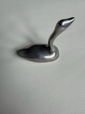 Hoselton Canada Polished Aluminum Floating Goose. 3.5” tall. Excellent shape.